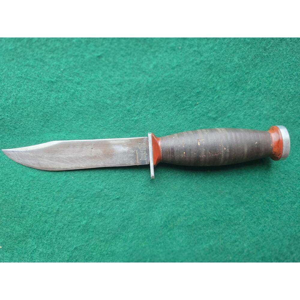 Vintage stacked leather Imperial fixed blade knife 1946-1956